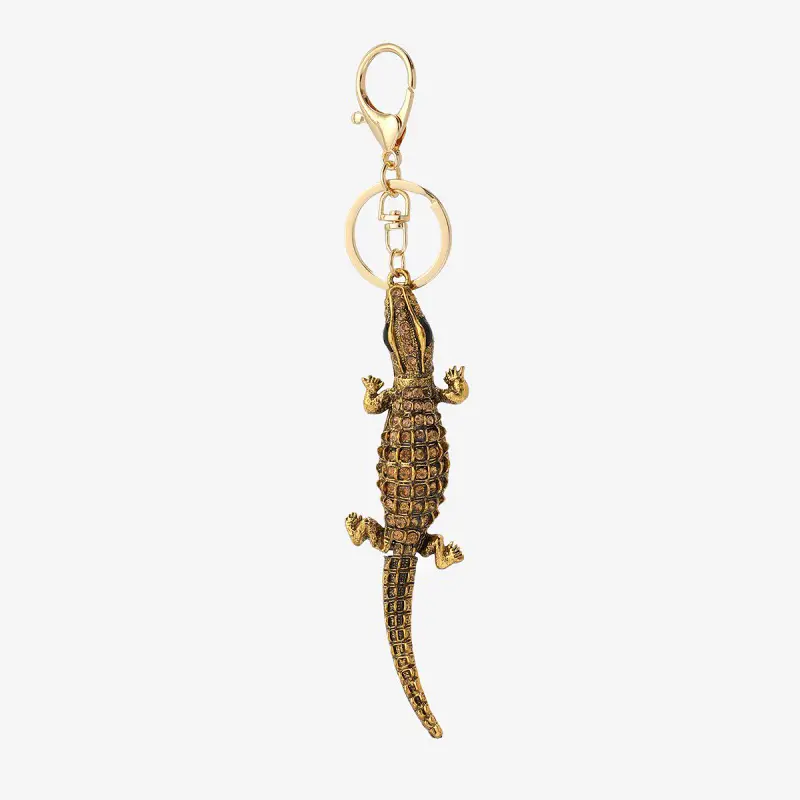 Creative Metal Rhinestone Crocodile Keychain Cars Key Ring Backpack Pendant Decoration Accessories Gifts