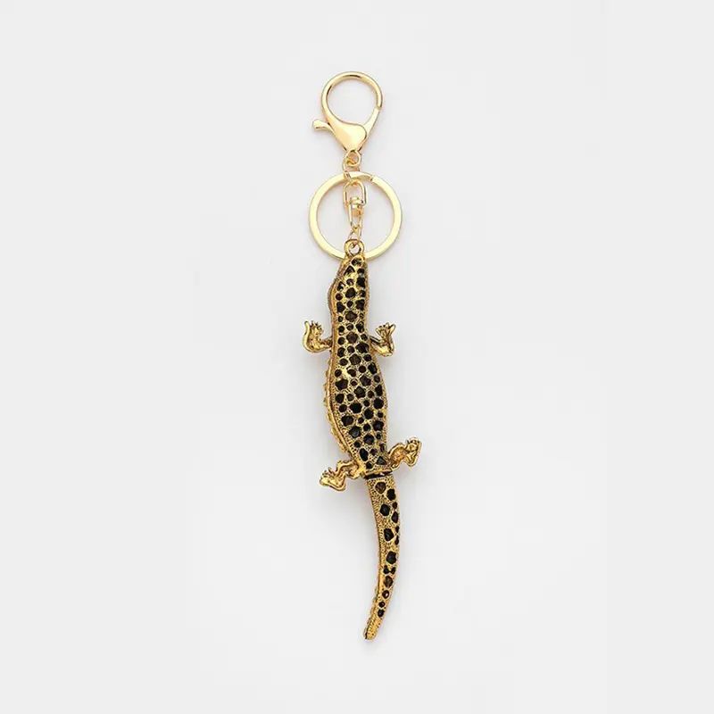 Creative Metal Rhinestone Crocodile Keychain Cars Key Ring Backpack Pendant Decoration Accessories Gifts
