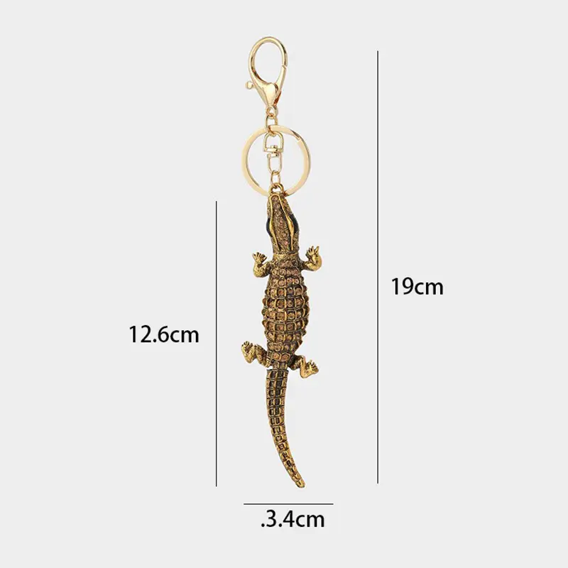 Creative Metal Rhinestone Crocodile Keychain Cars Key Ring Backpack Pendant Decoration Accessories Gifts