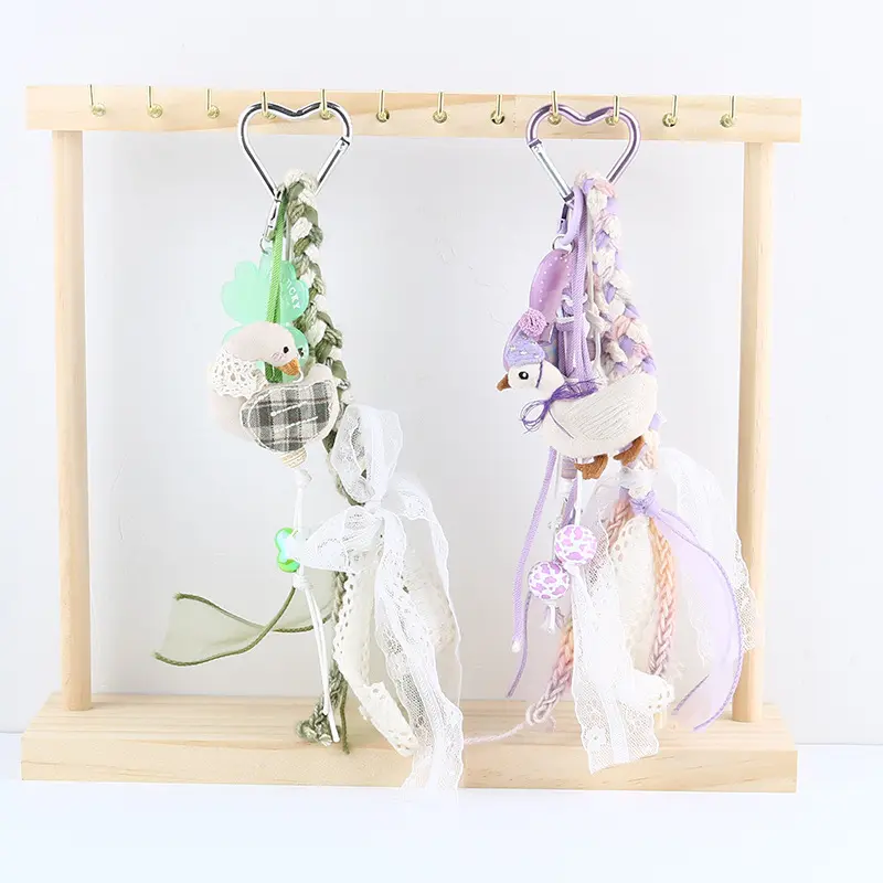 Creative Colorful Braided Lace Lanyard Keychain Cartoon Little Duck Keyring For Women Men Car Bag Pendant Accessories Gifts