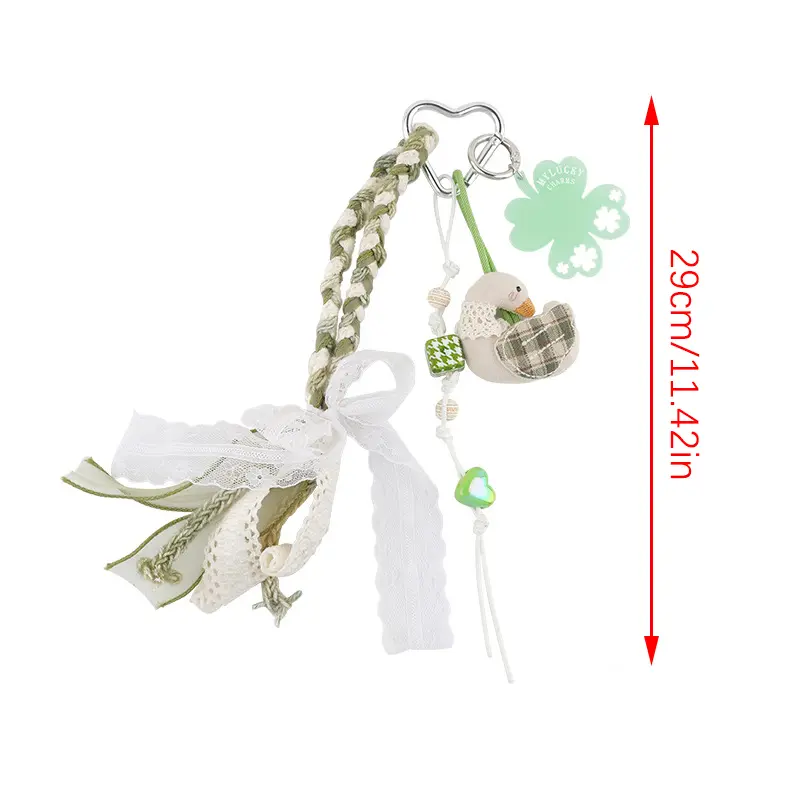 Creative Colorful Braided Lace Lanyard Keychain Cartoon Little Duck Keyring For Women Men Car Bag Pendant Accessories Gifts