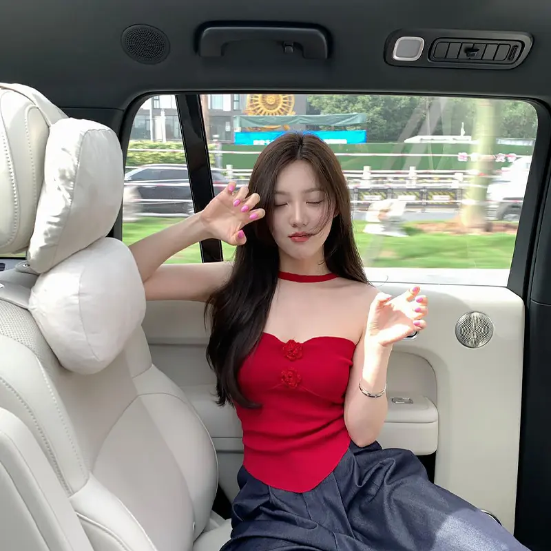 Off-Shoulder Sexy Hot Girl Halter Neck Tube Top Knitted Blouse T-Shirt For Women