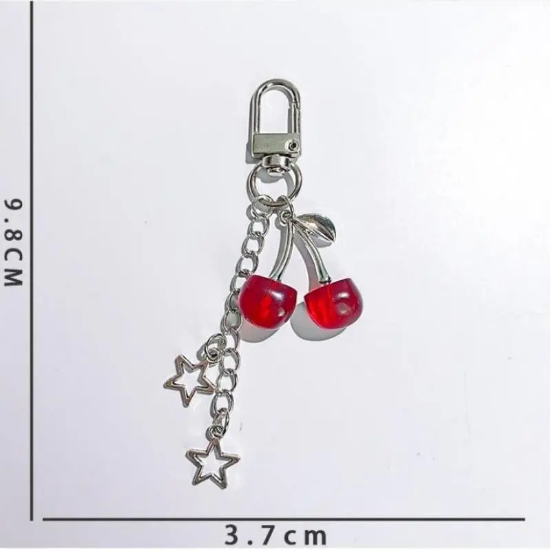 Fashion Sweet Alloy Cherry Y2k Keychain Bag Purse Charms For Women Car Keys Decor Gifts Stuff Accessories