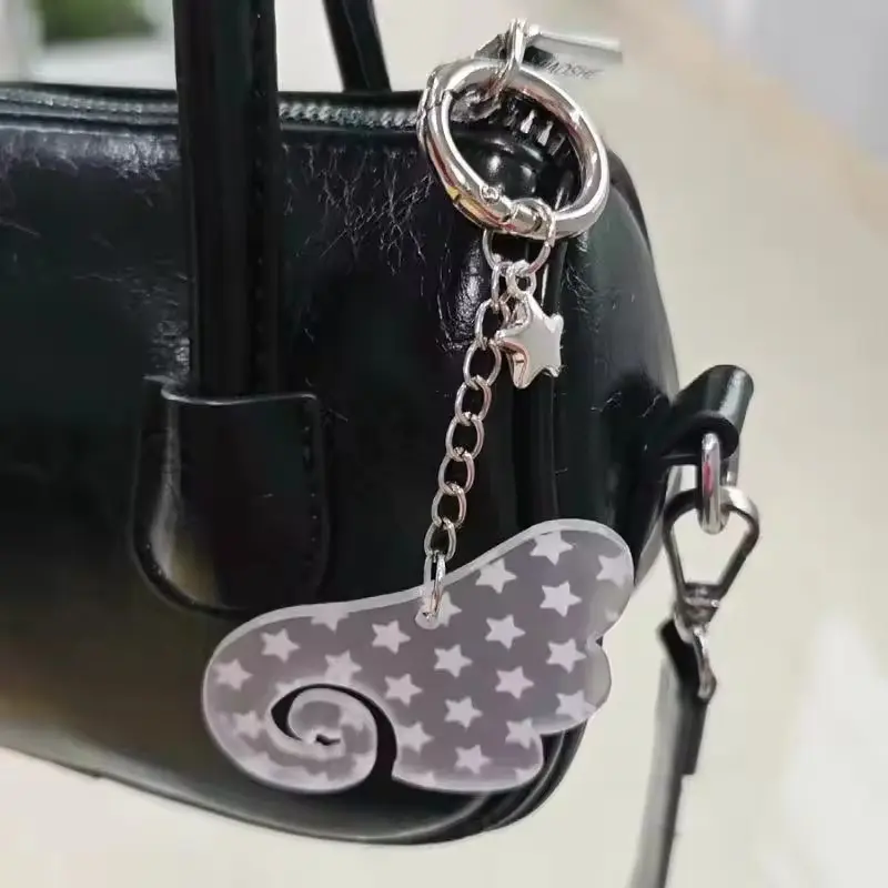 1Pair Y2K Vintage Love Heart Key Lanyard Acrylic Wings Keychain Set Fashion Creative Key Holder Couple Keyring Bag Pendant
