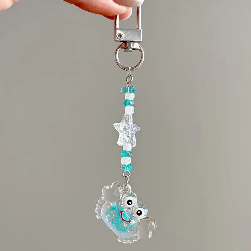 Cute Colorful Luminous Crab Mobile Phone Pendant Transparent Starfish Keychain Accessories Bag Jewelry Accessories Gifts