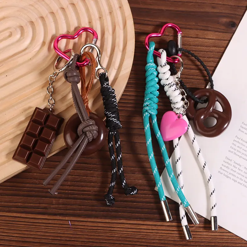 Alkaline Bread Braided Rope Keychain Bag Pendant Keyring Fashion Simple All-matching Bag Decoration Accessories