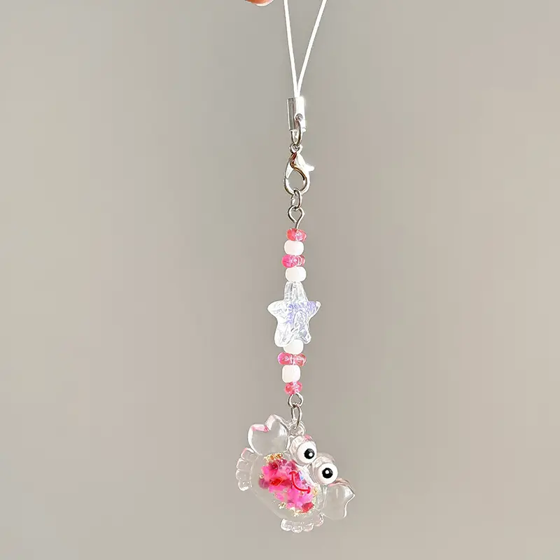 Cute Colorful Luminous Crab Mobile Phone Pendant Transparent Starfish Keychain Accessories Bag Jewelry Accessories Gifts