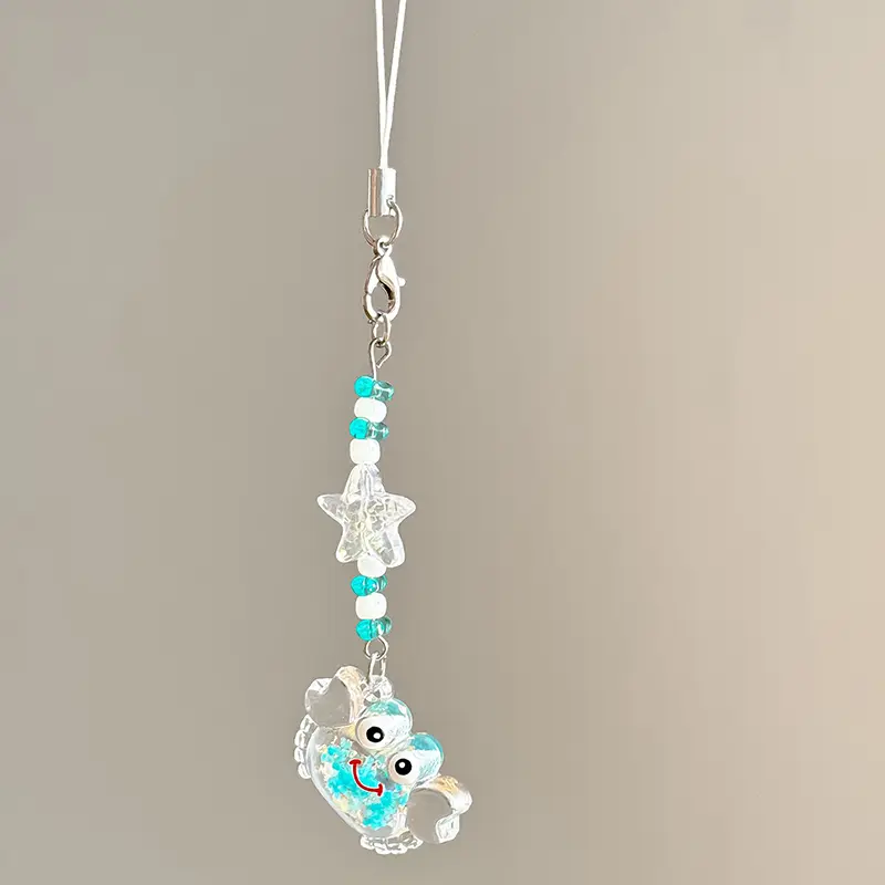 Cute Colorful Luminous Crab Mobile Phone Pendant Transparent Starfish Keychain Accessories Bag Jewelry Accessories Gifts