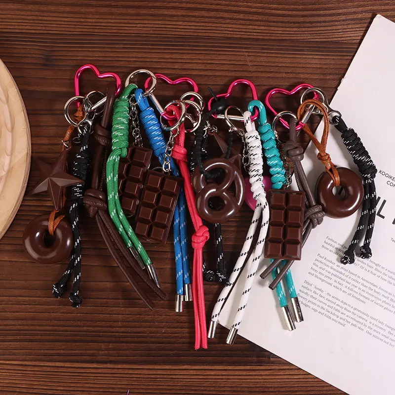 Alkaline Bread Braided Rope Keychain Bag Pendant Keyring Fashion Simple All-matching Bag Decoration Accessories