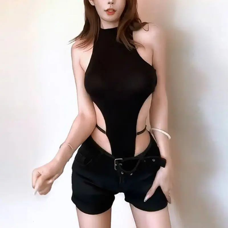 American Sexy Hollow Backless Sleeveless Slim Camisole Women's Fashion Bodysuit