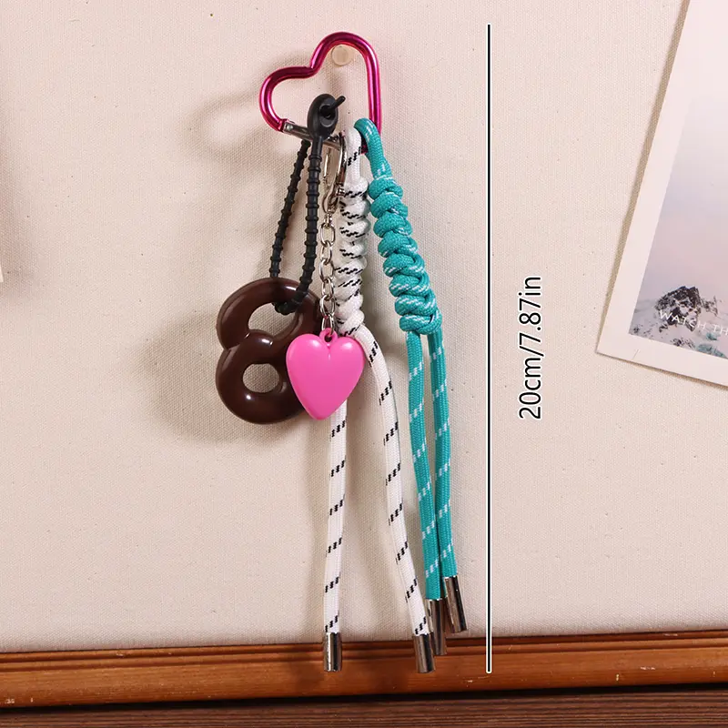 Alkaline Bread Braided Rope Keychain Bag Pendant Keyring Fashion Simple All-matching Bag Decoration Accessories