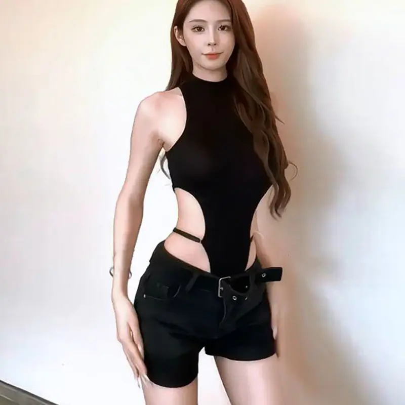 American Sexy Hollow Backless Sleeveless Slim Camisole Women's Fashion Bodysuit