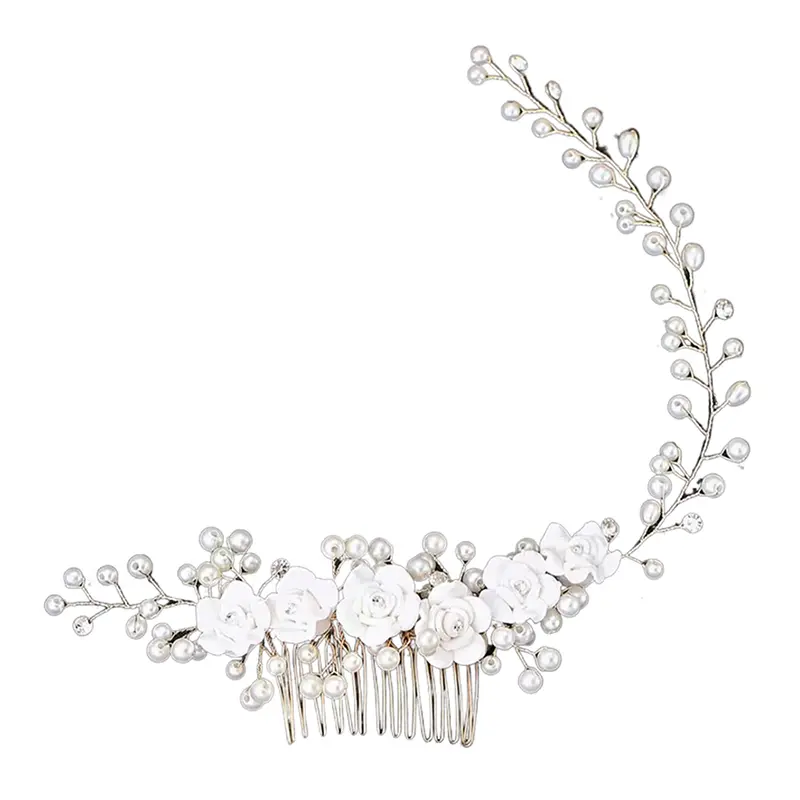 Pearl Wedding Hair Combs Hair Accessories For Bridal Flower Headpiece Women Bride Hair Ornaments Jewelry Stage Performance