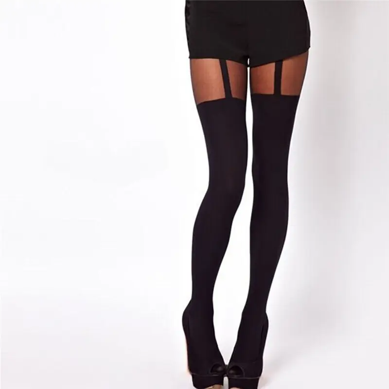 Women Stockings Suspender Garter Belt Mesh Transparent Thigh High Over Knee Stockings Sexy Lace Lingerie Tights Pantyhose