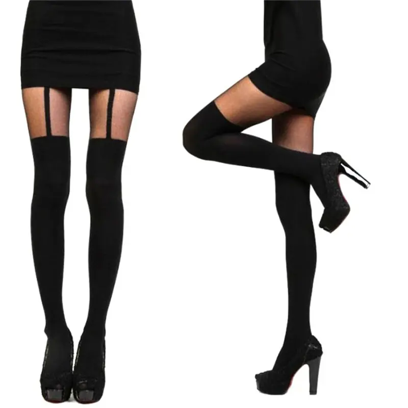 Women Stockings Suspender Garter Belt Mesh Transparent Thigh High Over Knee Stockings Sexy Lace Lingerie Tights Pantyhose