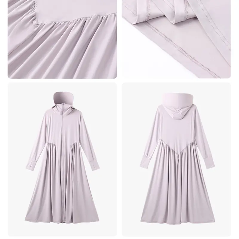 Ice Silk Sunscreen Long Hoodie Sun Protection Capes Summer Accessories Anti UV Full Body Skirt Anti UV Long Skirt Jacket