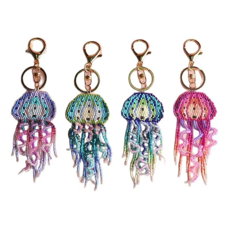Jellyfish Tassel Keychain, Cute Bag Decorative Pendant, Creative Handcrafted Beaded Keychain