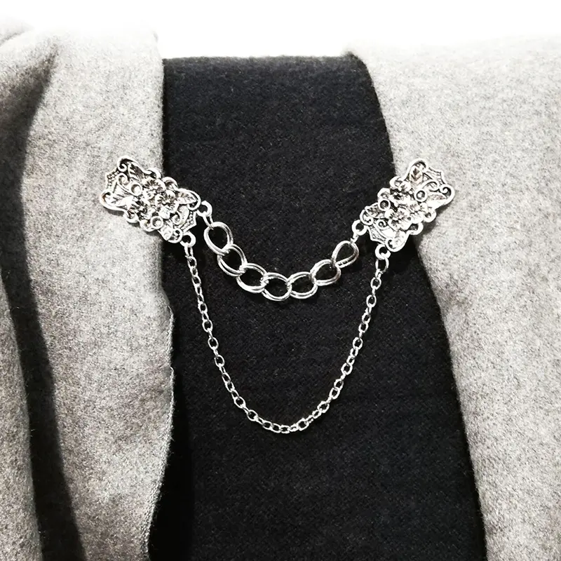 Cardigan Sweater Blouse Shawl Brooch Shirt Collar Retro Duck Clip Clasps Charm Accessories Gift Carved Flower Women Jewelry Pin