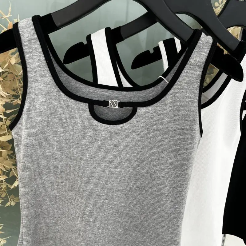 Women's Wide Strap Vest Tank Top Plus Size Loose Summer Base Shirt Innerwear Outerwear Trendy Color Block Design