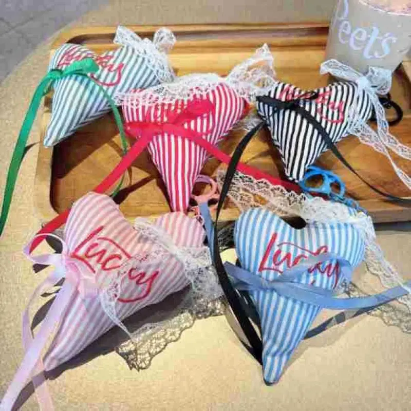 1PC Colorful Ribbons, Lace, Bows, Heart-shaped Keychains, Fashionable Bag Pendants