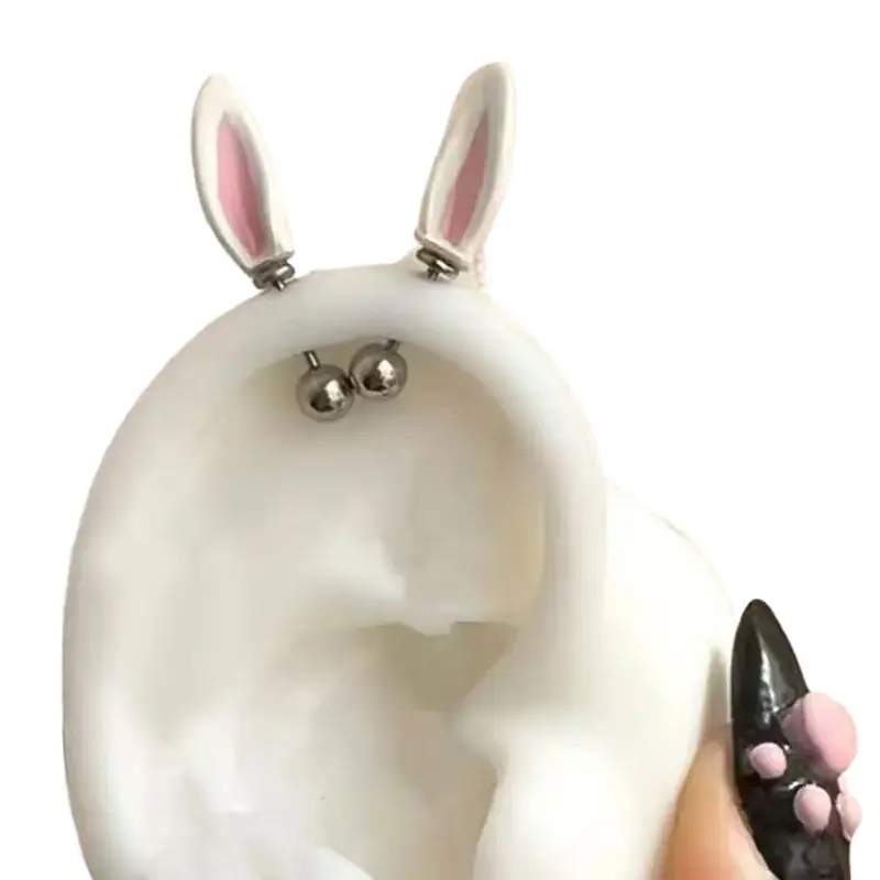 1Pair Cartoon Cute Rabbit Ears Ear Bone Nail For Women Girls Fashion Personalized Piercing Earrings Jewelry Accessories Gifts