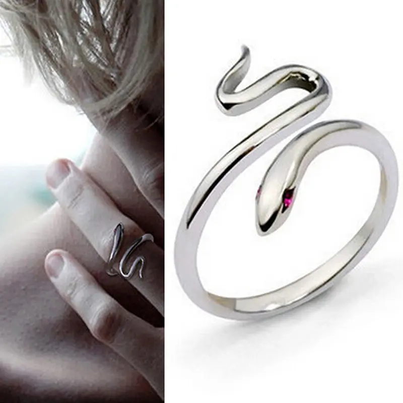 Hot 925 Sterling Fashion Silver Lady Ring Finger Opening Adjustable Snake New 17mm