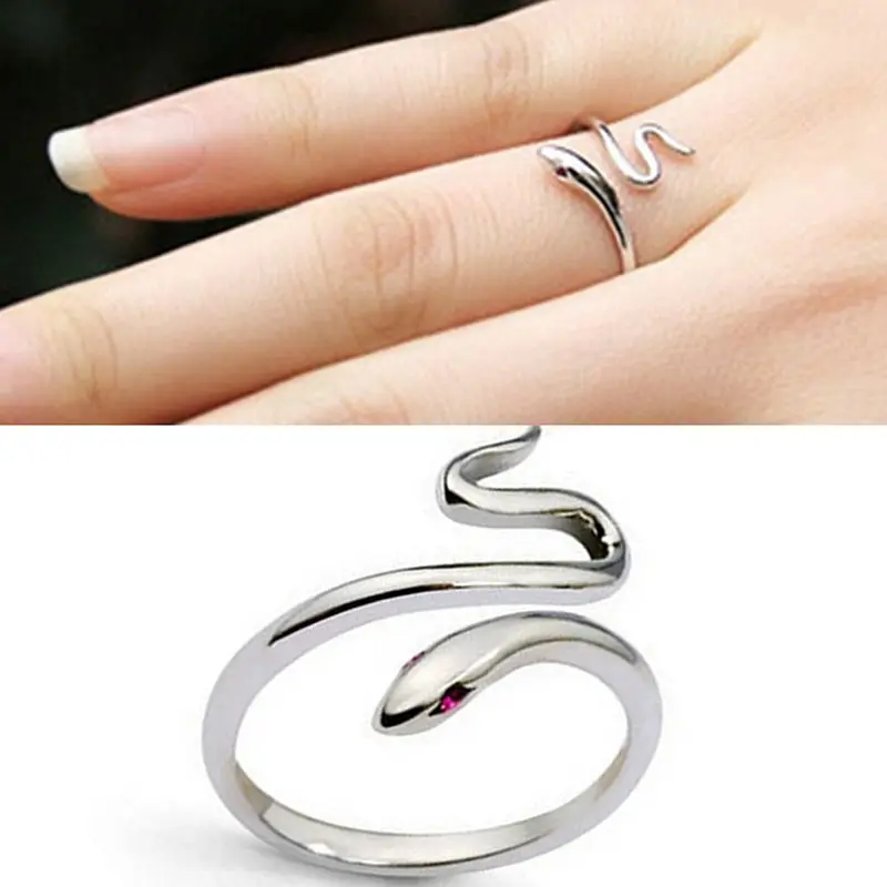 Hot 925 Sterling Fashion Silver Lady Ring Finger Opening Adjustable Snake New 17mm