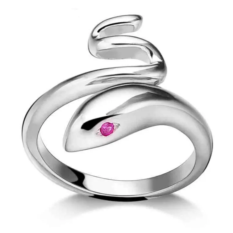 Hot 925 Sterling Fashion Silver Lady Ring Finger Opening Adjustable Snake New 17mm