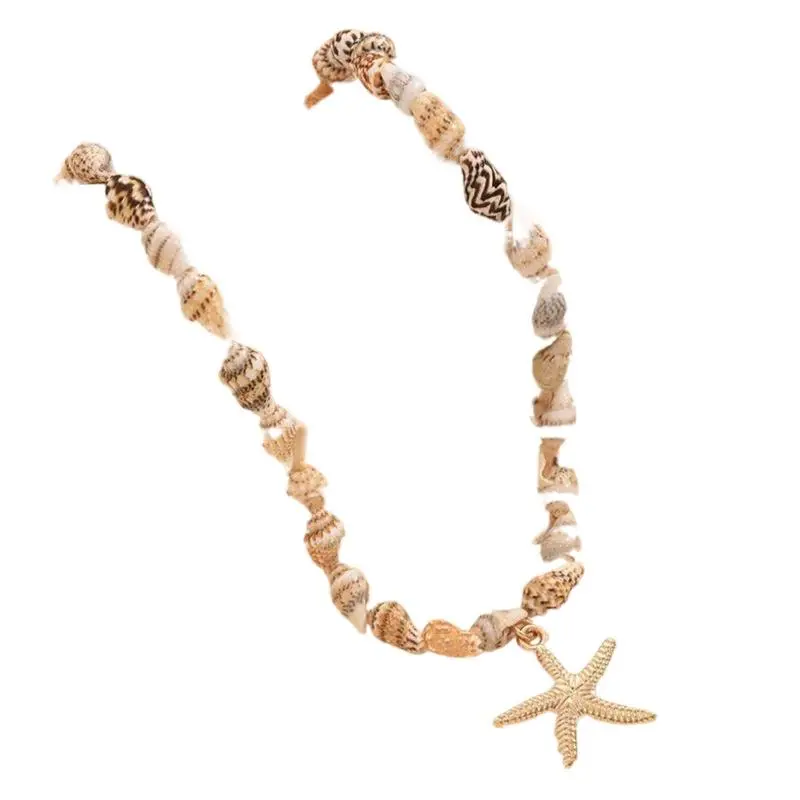 Beach Style Seashell Necklace Beaded Choker Necklace For Women Summer Starfish Pendant Choker Fashion Ocean Jewelry Accessories