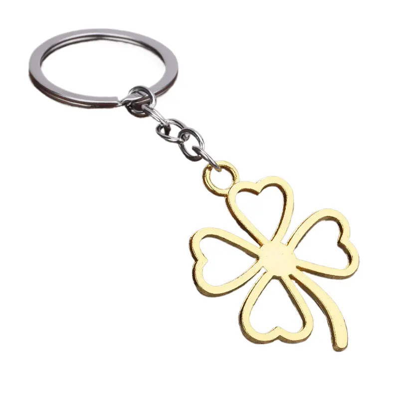 Fashion Four-leaf Clover Alloy Pendant Keychain Pendant Accessory Love Grass Bag Car Key Chain Pendant Holiday Gifts
