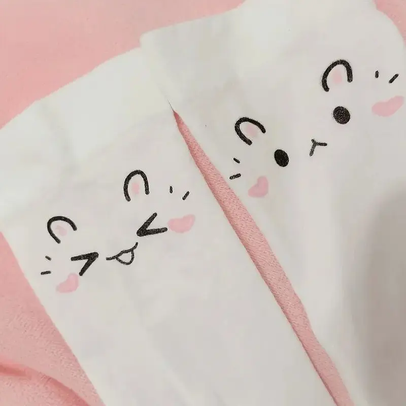 Kawaii Cat Paw Thigh Socks White Print Long Socks JK Harajuku Expression Over Knee Thigh High Stockings Japanese Cosplay Socks