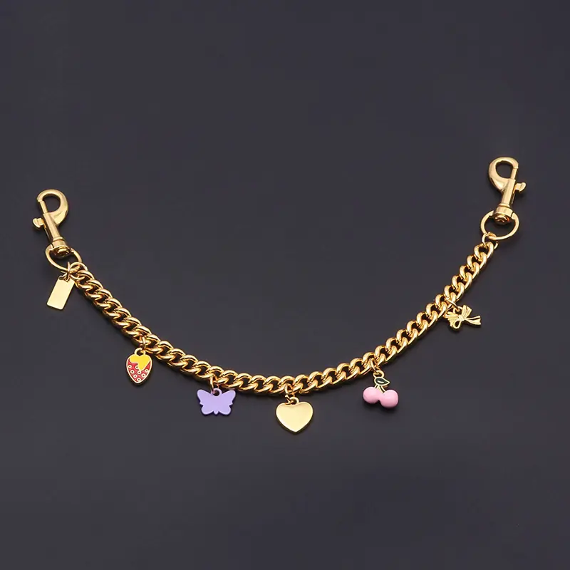 Fashion Women DIY Pink Strawberry Bag Pendant Exquisite Cherry Keychain School Student Bag Charm Mother's Day Gift Bag Accessory