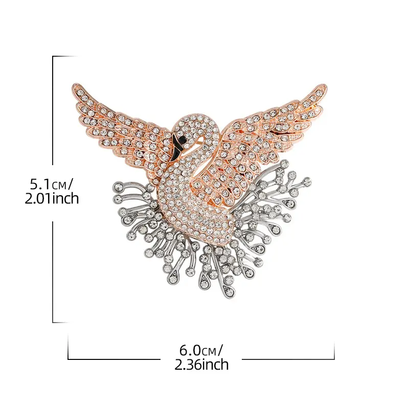 Shinning Flying Swan Brooches For Women Girls Elegant Rhinestone Brooch Fashion Temperament Pins Versatile Corsage Gifts