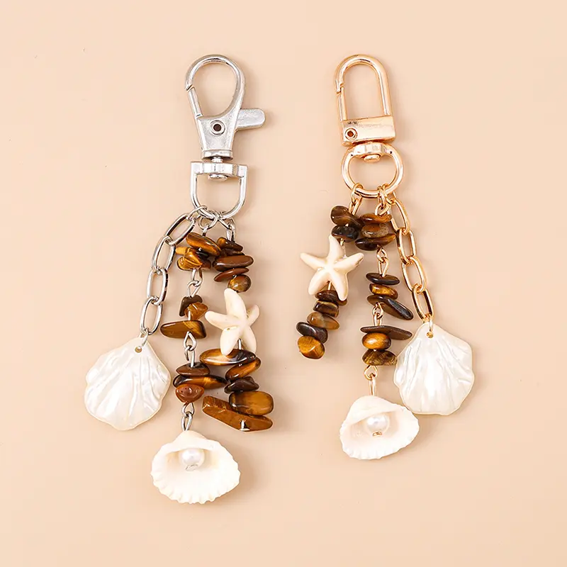 Shell Pearl Heart Keychain Rhinestone Heart Charm Pendant Keyring Jewelry For Girl Women Gift Bag Decoration