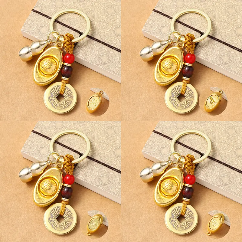 Brass Five Emperors Money Twelve Zodiac Key Chain Turnaround KeyChain For Gfit Car Accessories Popular In Scenic Spots