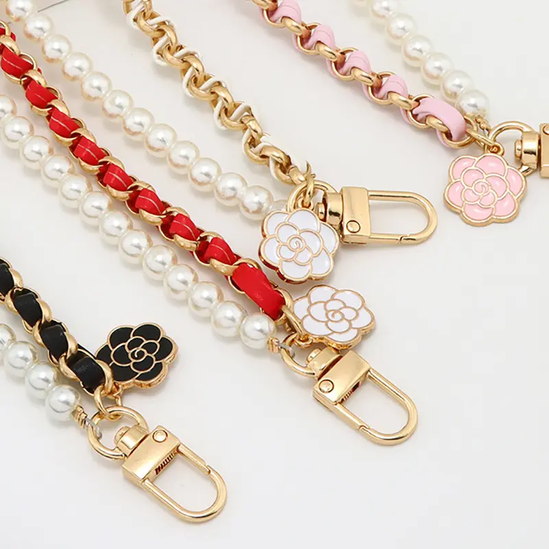 Small Fragrant Wind Mobile Phone Chain Pendant Pearl Chain Through Leather Mobile Phone Pendant