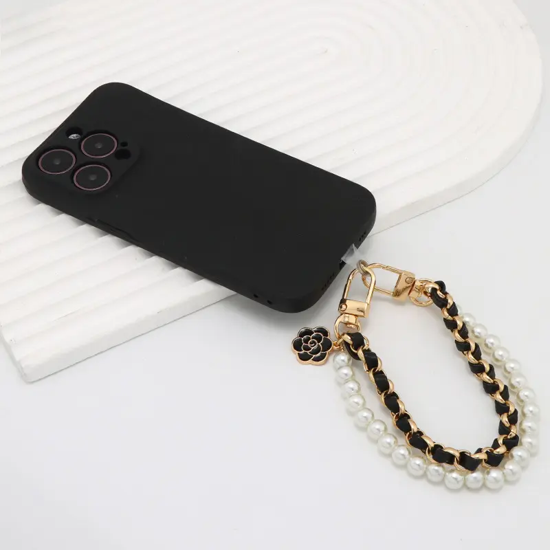 Small Fragrant Wind Mobile Phone Chain Pendant Pearl Chain Through Leather Mobile Phone Pendant