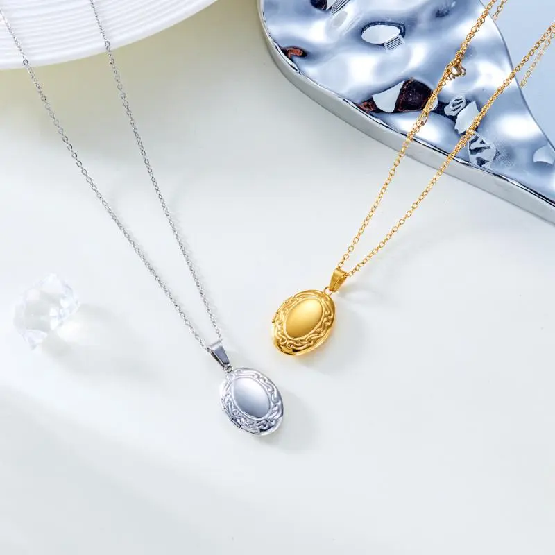 Stainless Steel Openable Locket Pendant Necklace For Women Photo Box Heart Charm Chain Zircon Collar Jewelry Family Lover Gift
