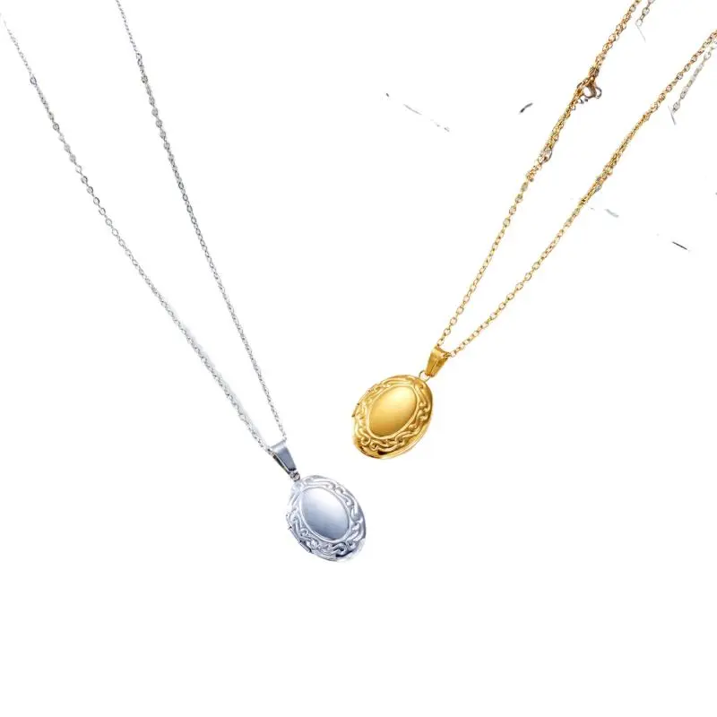Stainless Steel Openable Locket Pendant Necklace For Women Photo Box Heart Charm Chain Zircon Collar Jewelry Family Lover Gift