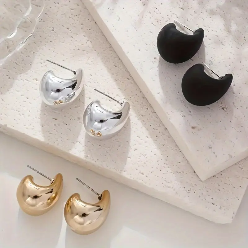 Multicolor Neon Teardrop Earrings For Women Waterdrop Chunky Gold Silver Dupes Hoop Earrings