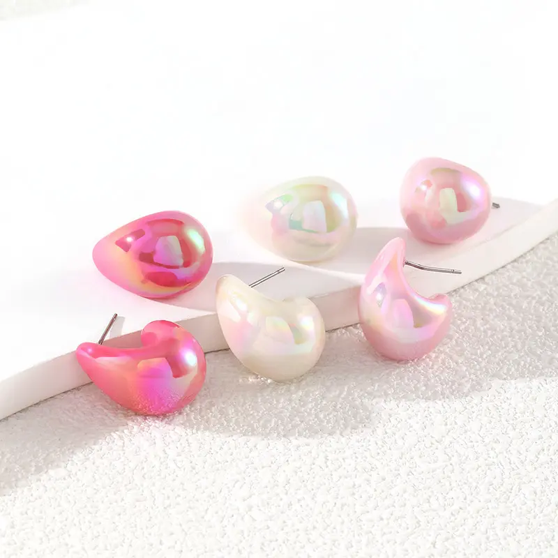 Multicolor Neon Teardrop Earrings For Women Waterdrop Chunky Gold Silver Dupes Hoop Earrings