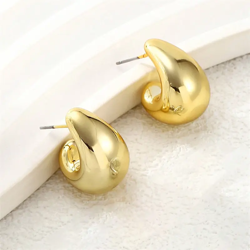 Multicolor Neon Teardrop Earrings For Women Waterdrop Chunky Gold Silver Dupes Hoop Earrings