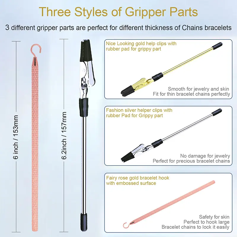 3Pcs Bracelet Helper Tool - Quick Release Fastening Helpers Tool Hooks For Jewelry, Watch, Chain Bracelet Wearing