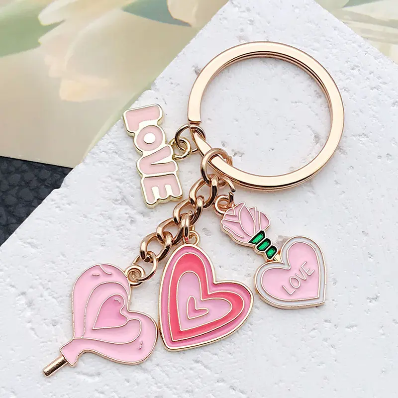Creative Lipstick Keychain Trendy Makeup Handbag Glasses Lip Pendant Keyring For Car Key Ring Bag Charms