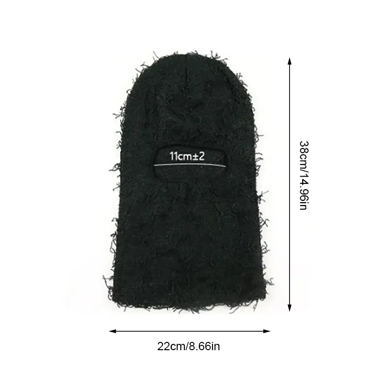 Hip Hop Balaclava Distressed Knitted Caps Full Face Ski Mask Women Outdoor Camouflage Fuzzy Ski Balaclava Beanies Hat