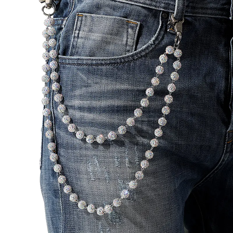 Quality Hip-Hop Trousers Chain with Ball Beads; Unisex Waist Accessory for Jeans; Fashionable Clothing Chain Gift