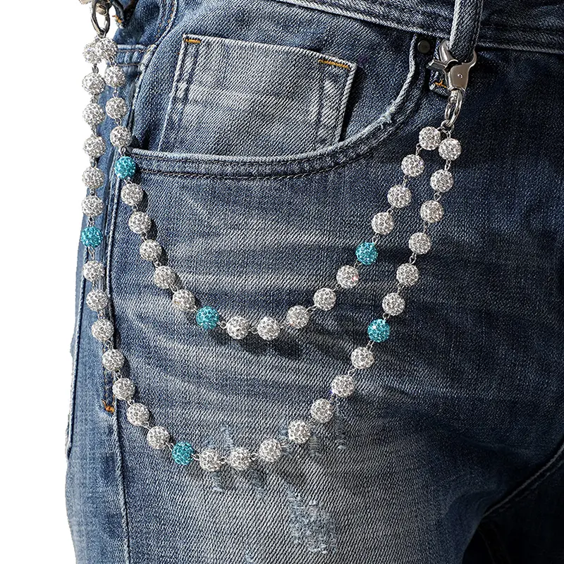 Quality Hip-Hop Trousers Chain with Ball Beads; Unisex Waist Accessory for Jeans; Fashionable Clothing Chain Gift