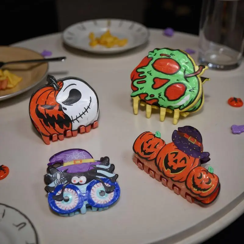 Halloween Jack Pumpkin Hair Clip Shark Mouth Apple Face Cross-Border Festival Headwear Korean Style Hair Accessories For Kids