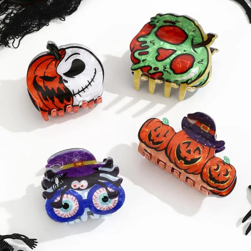 Halloween Jack Pumpkin Hair Clip Shark Mouth Apple Face Cross-Border Festival Headwear Korean Style Hair Accessories For Kids