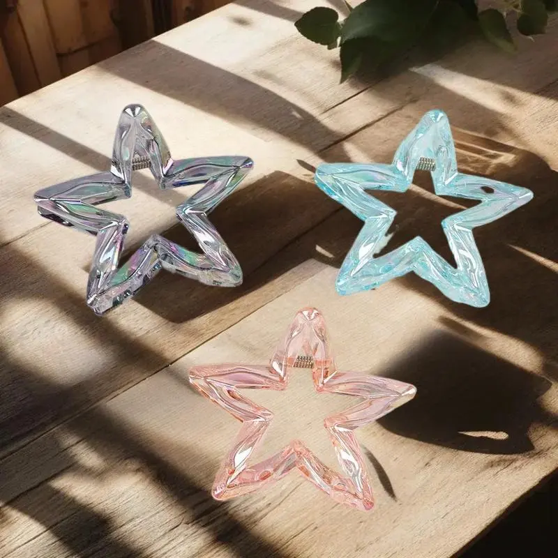 Korean Style Star Hair Clip Half Updo Shark Clamp Candy Color Personality Bun Clip Cartoon Style Acrylic Material From China